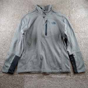 North Face Pullover Mens XL Gray 1/4 Zip Fleece Jacket‎ Hiking Athletic Outdoor